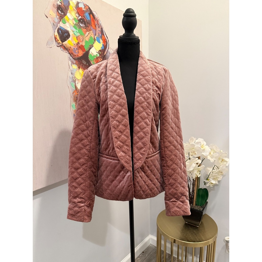 Willow & Clay Rose Quilted Velvet Blazer Shawl Lapel Jacket, NWT